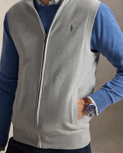 Ralph Lauren MeshKnit Cotton FullZip Sweater Vest