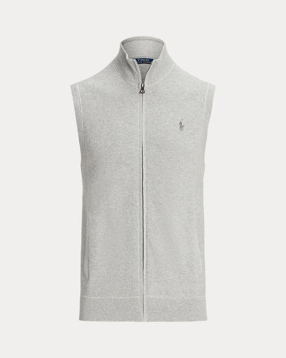 Ralph Lauren MeshKnit Cotton FullZip Sweater Vest
