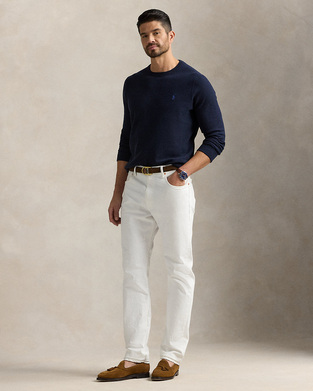 Ralph Lauren MeshKnit Cotton Crewneck Sweater