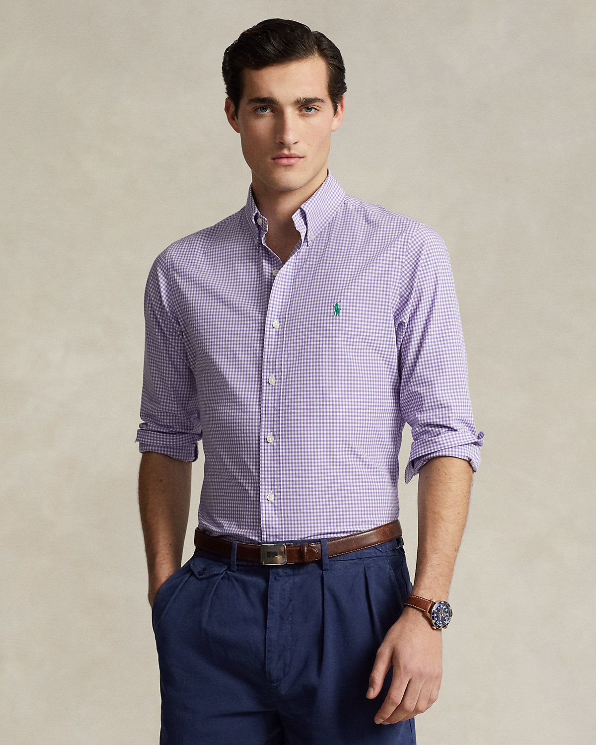 Ralph Lauren Classic Fit Gingham Stretch Poplin Shirt