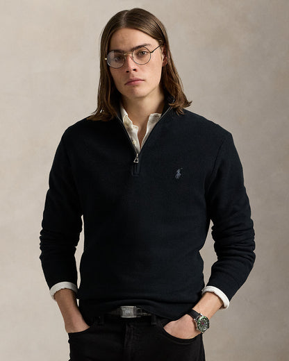 Ralph Lauren MeshKnit Cotton QuarterZip Sweater