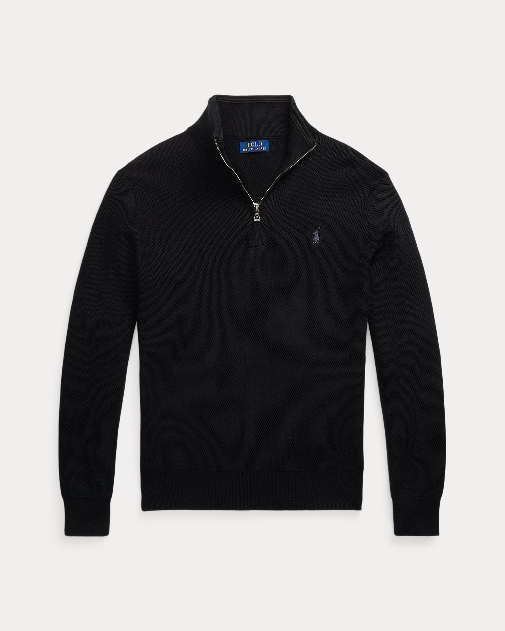Ralph Lauren MeshKnit Cotton QuarterZip Sweater