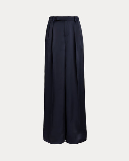 Ralph Lauren Pleated Satin Charmeuse WideLeg Pant