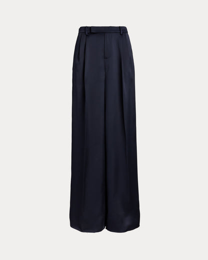 Ralph Lauren Pleated Satin Charmeuse WideLeg Pant