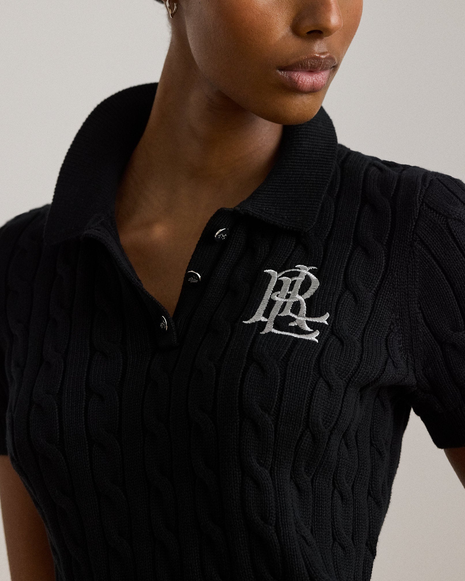 Ralph Lauren CableKnit Cotton Polo Sweater