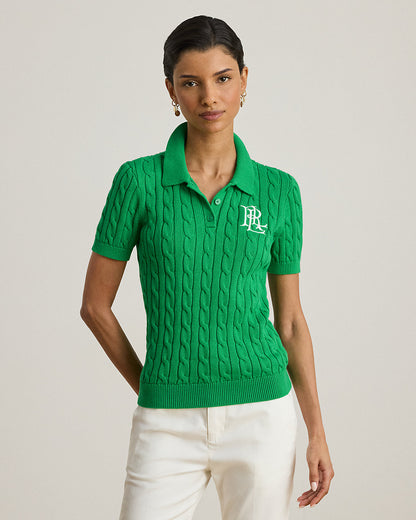 Ralph Lauren CableKnit Cotton Polo Sweater