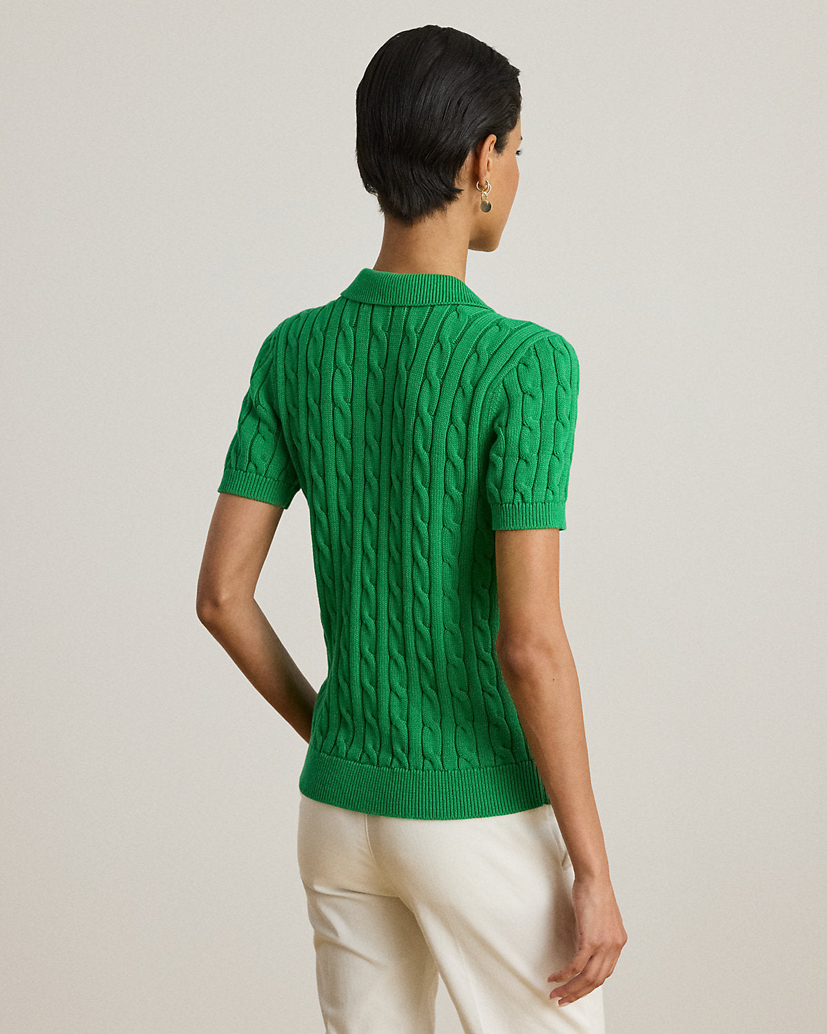 Ralph Lauren CableKnit Cotton Polo Sweater