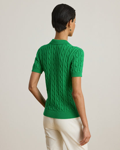 Ralph Lauren CableKnit Cotton Polo Sweater