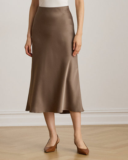 Ralph Lauren Satin Charmeuse Midi Skirt