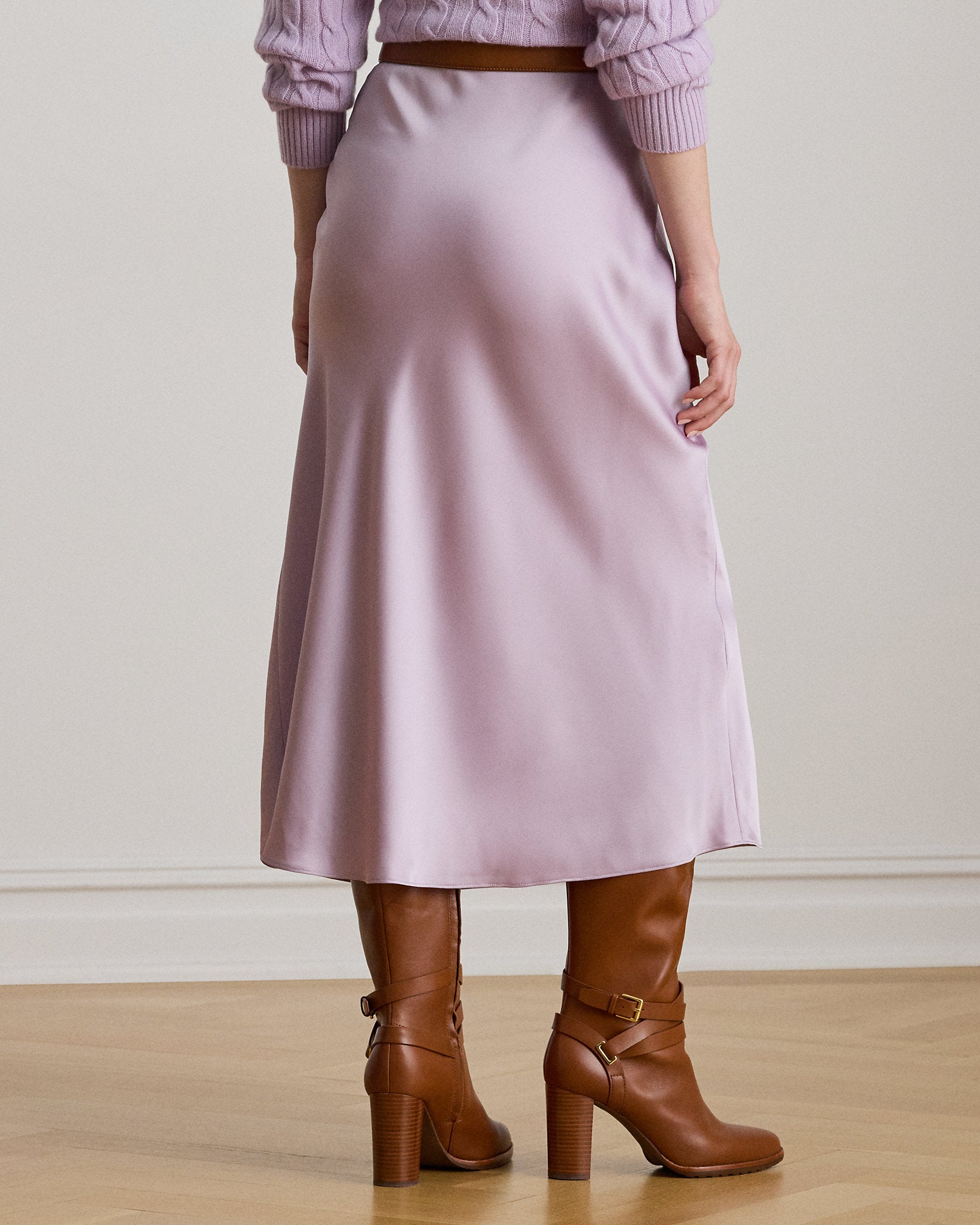Ralph Lauren Satin Charmeuse Midi Skirt