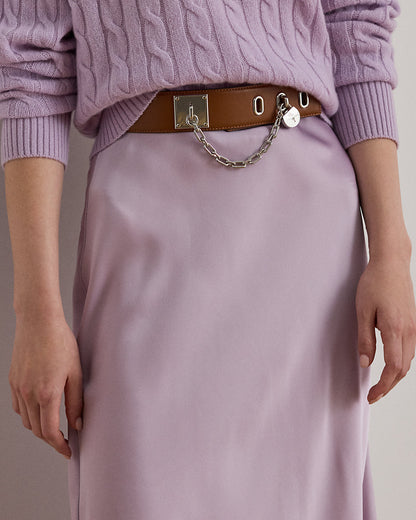Ralph Lauren Satin Charmeuse Midi Skirt
