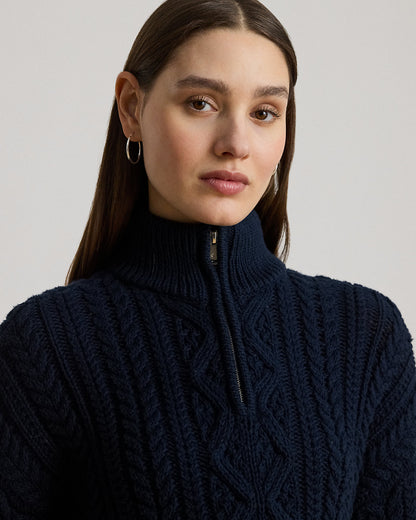 Ralph Lauren AranKnit Cotton QuarterZip Pullover