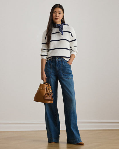 Ralph Lauren Striped RibKnit Cotton Crewneck Sweater