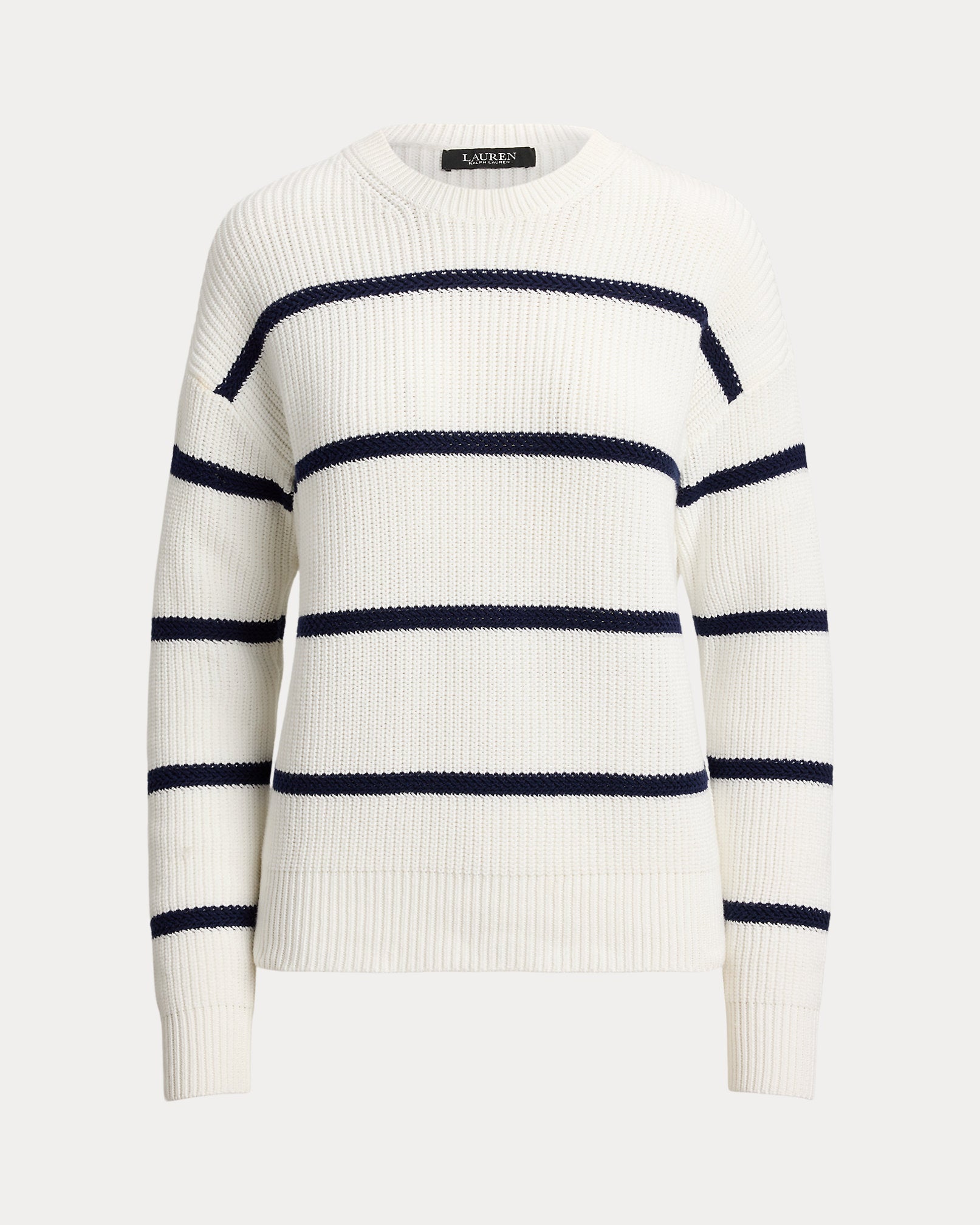 Ralph Lauren Striped RibKnit Cotton Crewneck Sweater