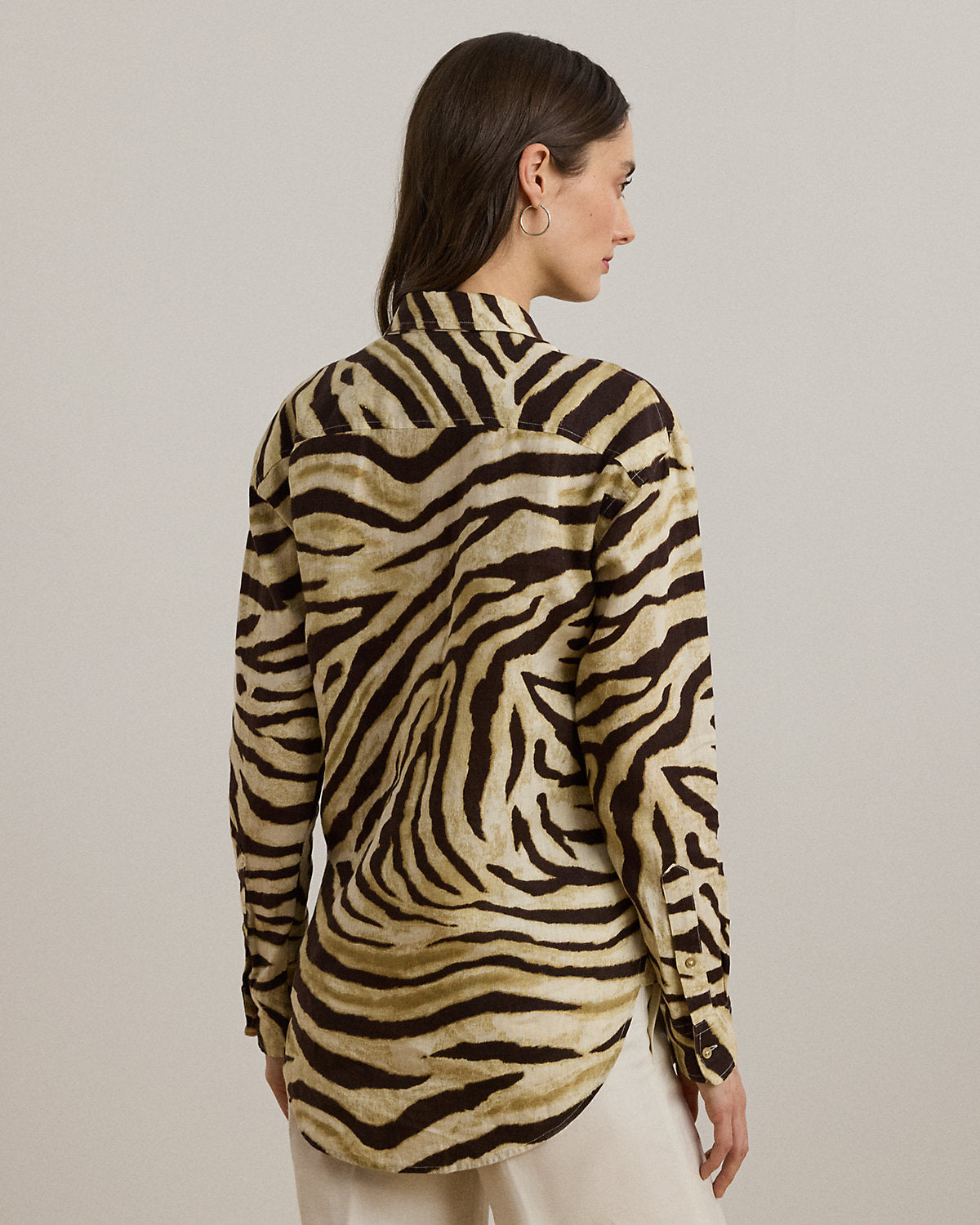 Ralph Lauren Relaxed Fit ZebraPrint Linen Shirt