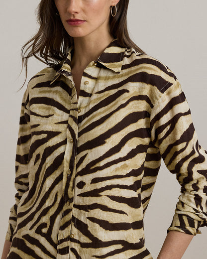 Ralph Lauren Relaxed Fit ZebraPrint Linen Shirt