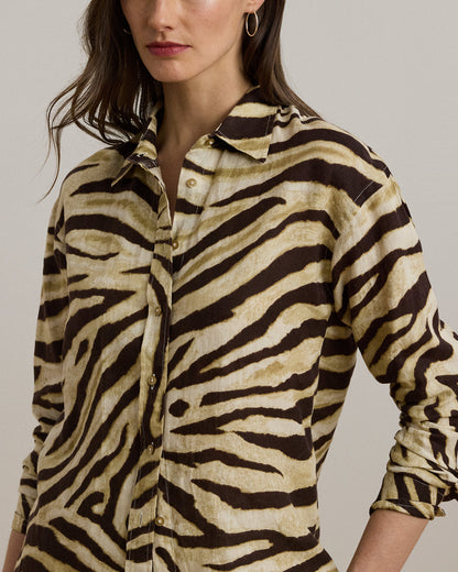 Ralph Lauren Relaxed Fit ZebraPrint Linen Shirt