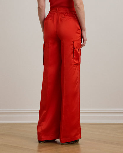 Ralph Lauren Satin Charmeuse WideLeg Cargo Pant