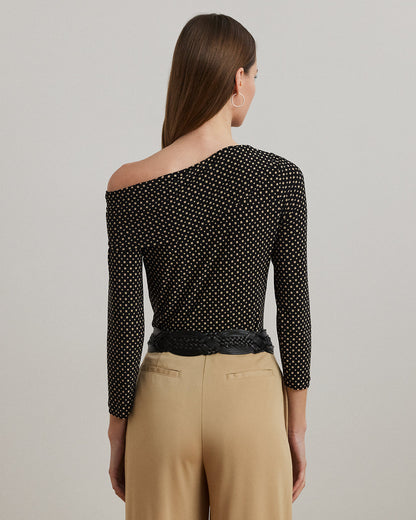 Ralph Lauren GeoPrint Jersey OfftheShoulder Top