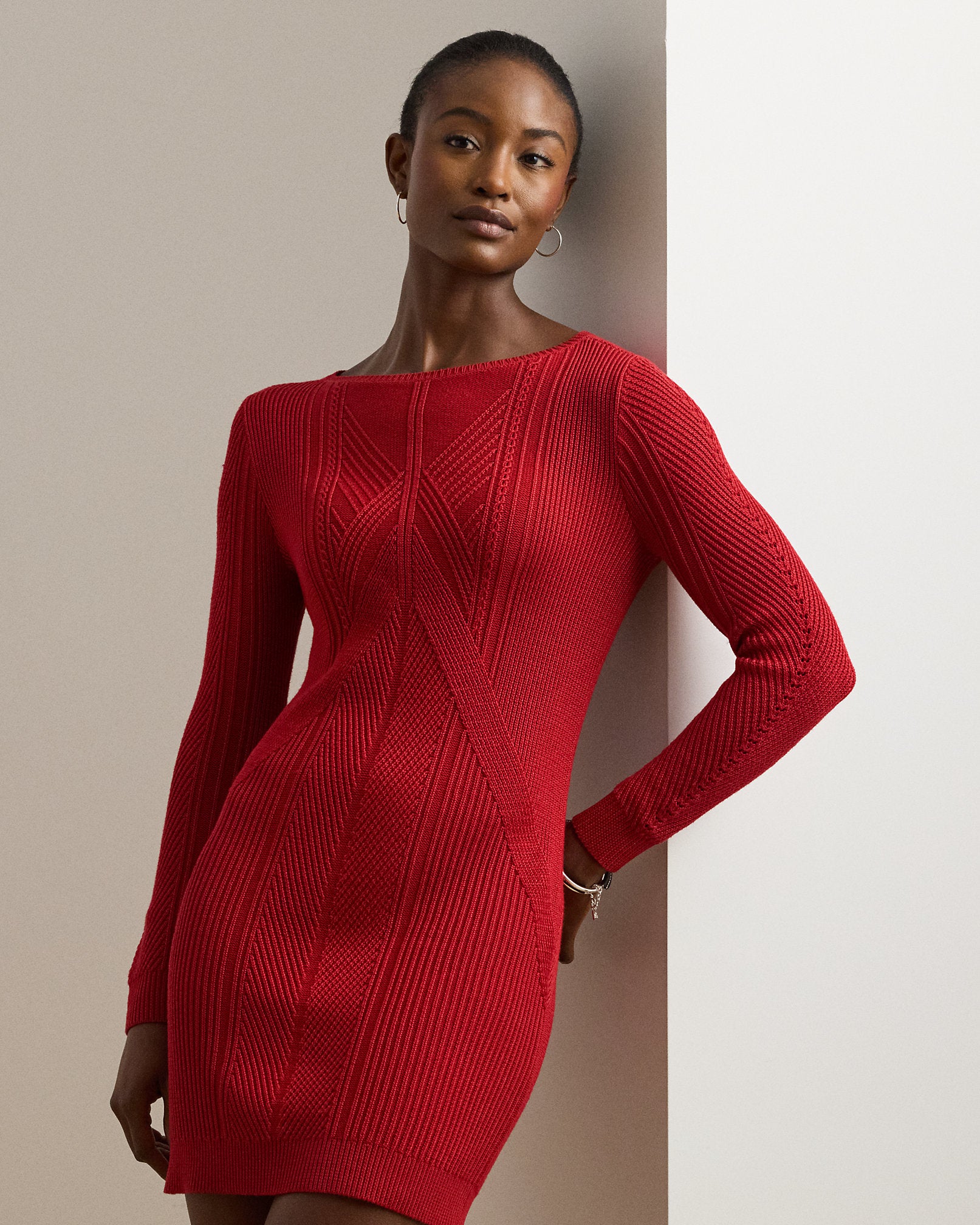 Ralph Lauren Pointelle CottonBlend Sweater Dress