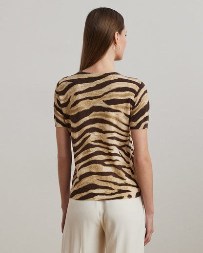 Ralph Lauren Print LinenCotton ShortSleeve Sweater