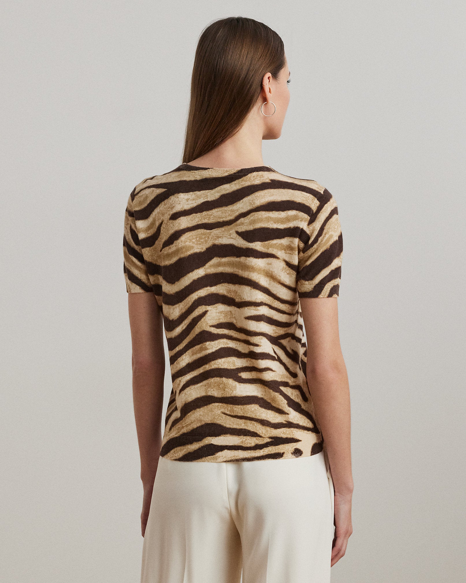 Ralph Lauren Print LinenCotton ShortSleeve Sweater