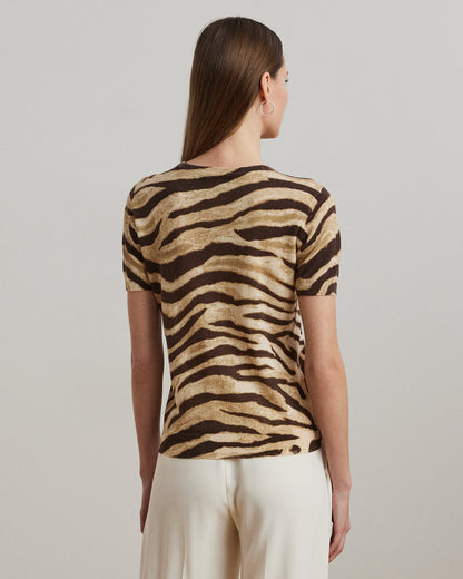 Ralph Lauren Print LinenCotton ShortSleeve Sweater