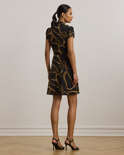 Ralph Lauren BeltingPrint Crepe TieFront Dress