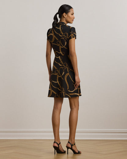 Ralph Lauren BeltingPrint Crepe TieFront Dress