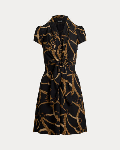 Ralph Lauren BeltingPrint Crepe TieFront Dress