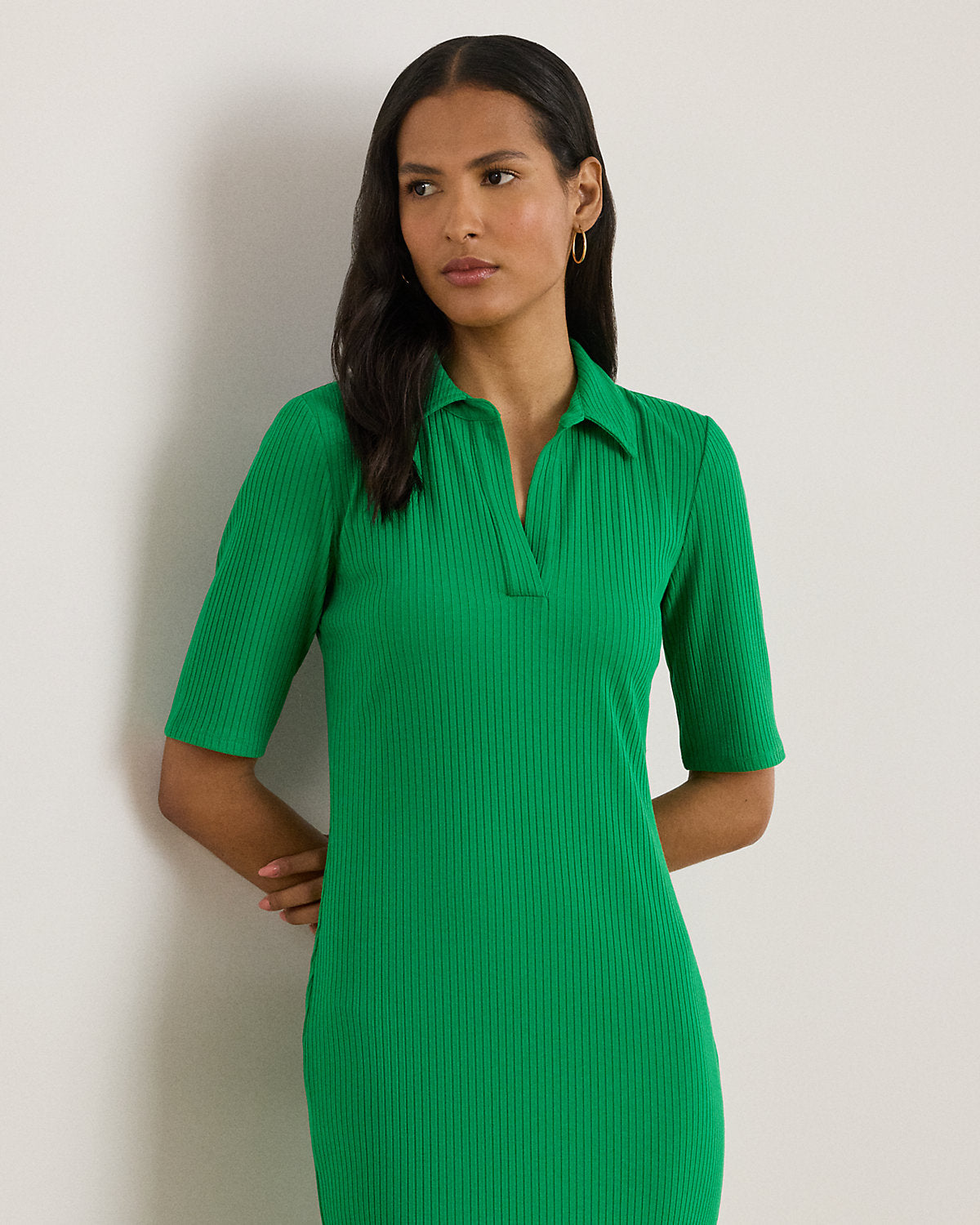 Ralph Lauren RibKnit ElbowSleeve Polo Dress