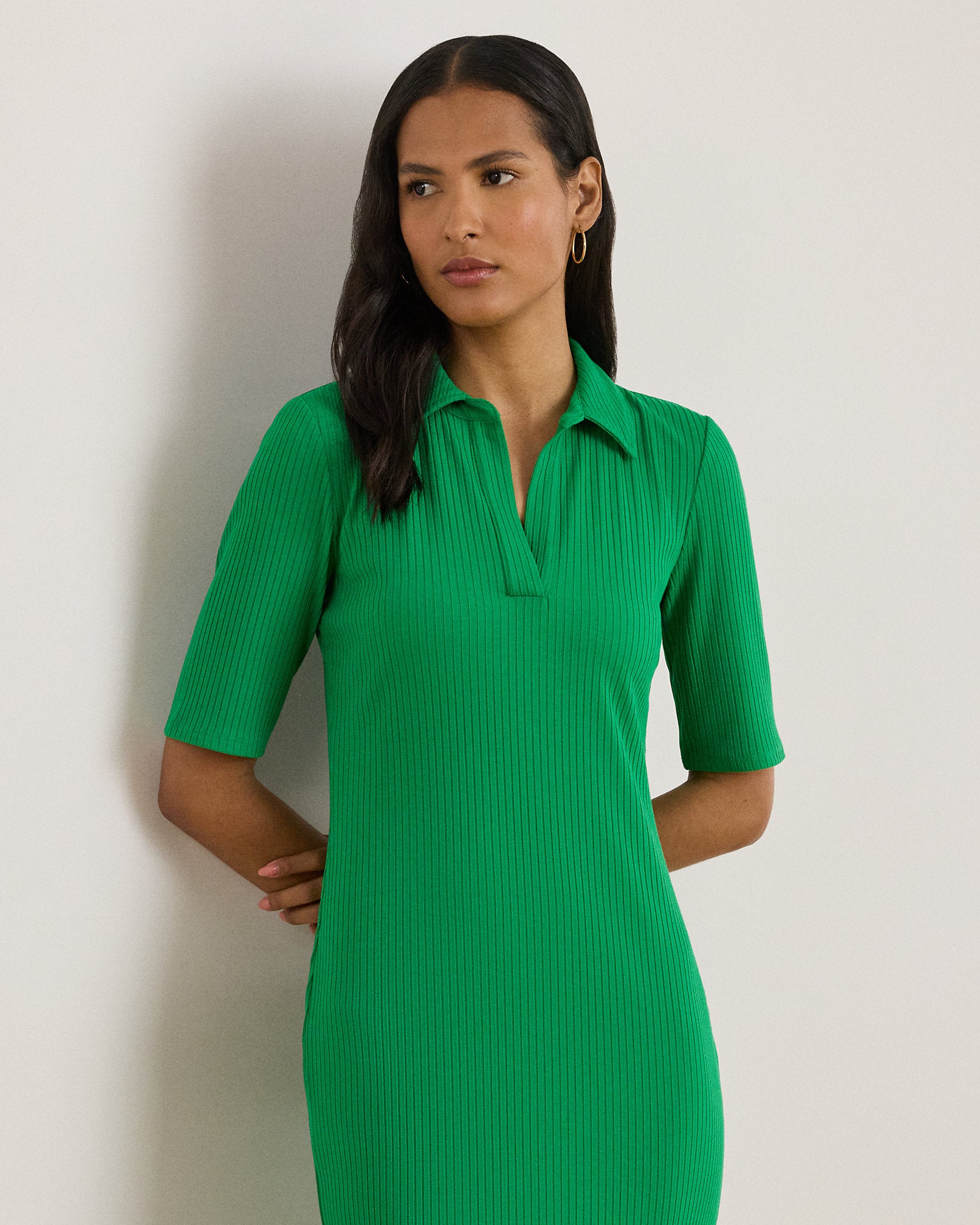 Ralph Lauren RibKnit ElbowSleeve Polo Dress