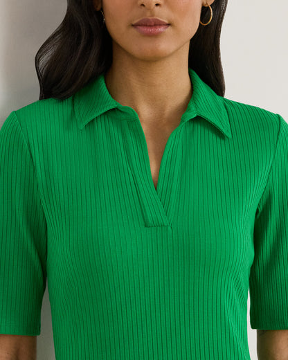 Ralph Lauren RibKnit ElbowSleeve Polo Dress