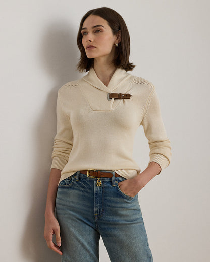 Ralph Lauren BuckleTrim CottonBlend Sweater