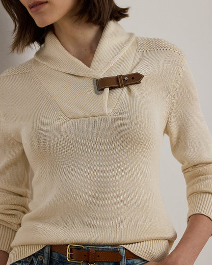 Ralph Lauren BuckleTrim CottonBlend Sweater