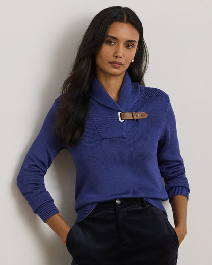Ralph Lauren BuckleTrim CottonBlend Sweater