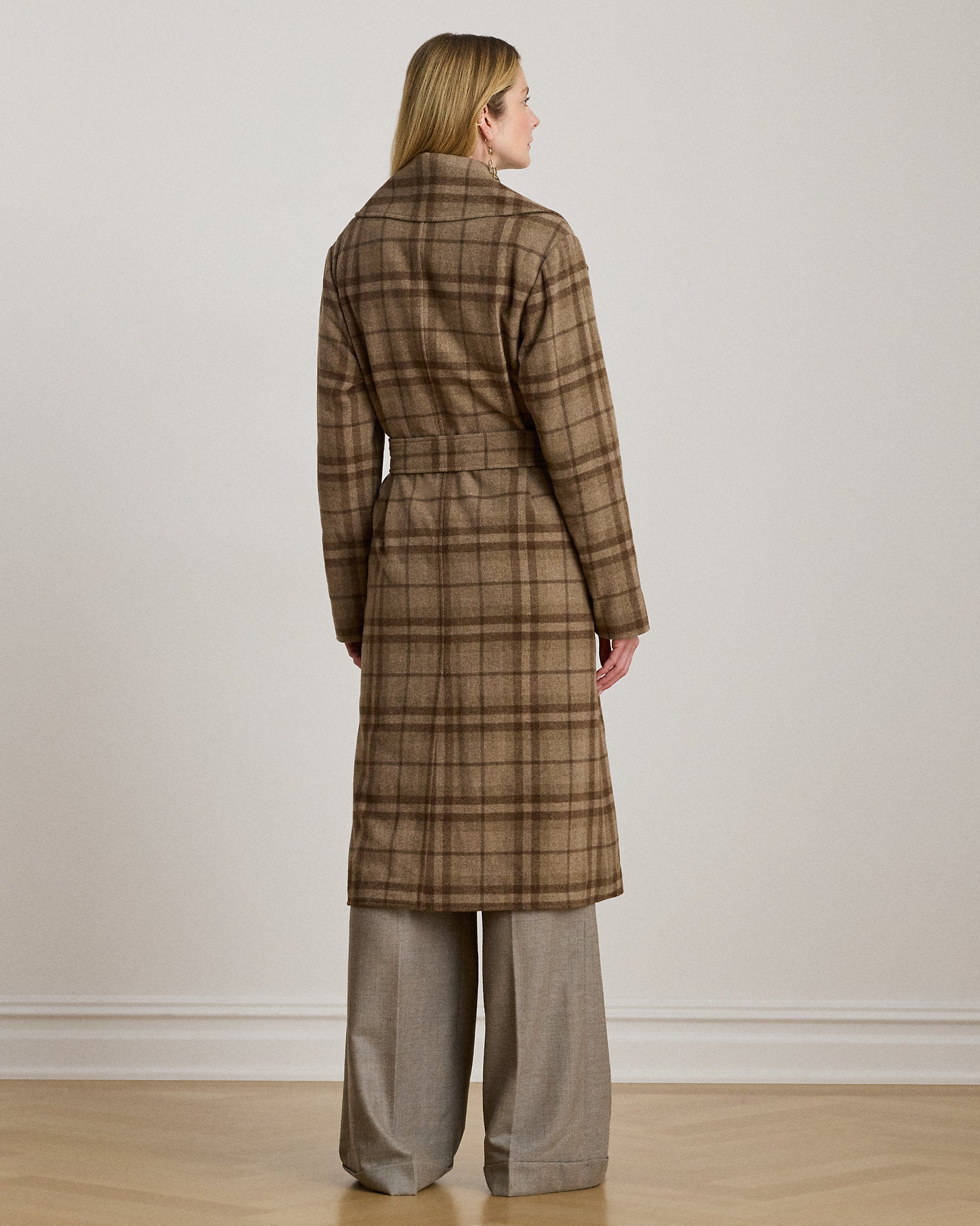 Ralph Lauren Plaid WoolBlend Twill Wrap Coat