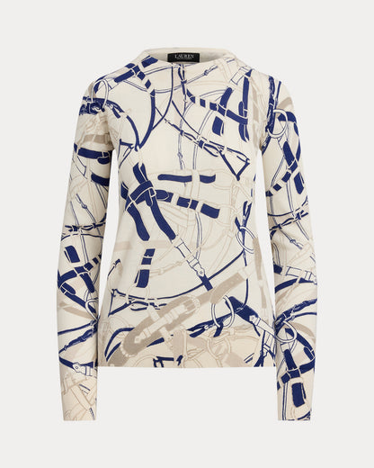 Ralph Lauren BeltingPrint CottonBlend Sweater
