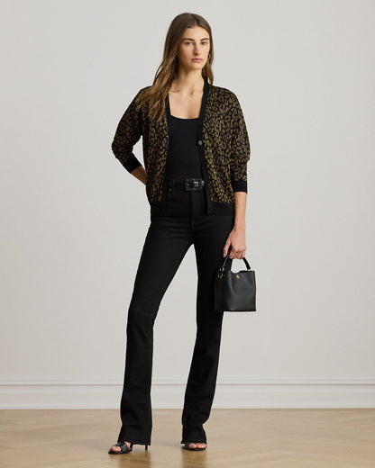 Ralph Lauren Metallic Ocelot DoubleKnit Cardigan