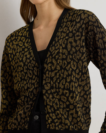 Ralph Lauren Metallic Ocelot DoubleKnit Cardigan