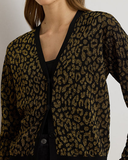 Ralph Lauren Metallic Ocelot DoubleKnit Cardigan