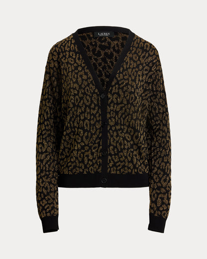 Ralph Lauren Metallic Ocelot DoubleKnit Cardigan
