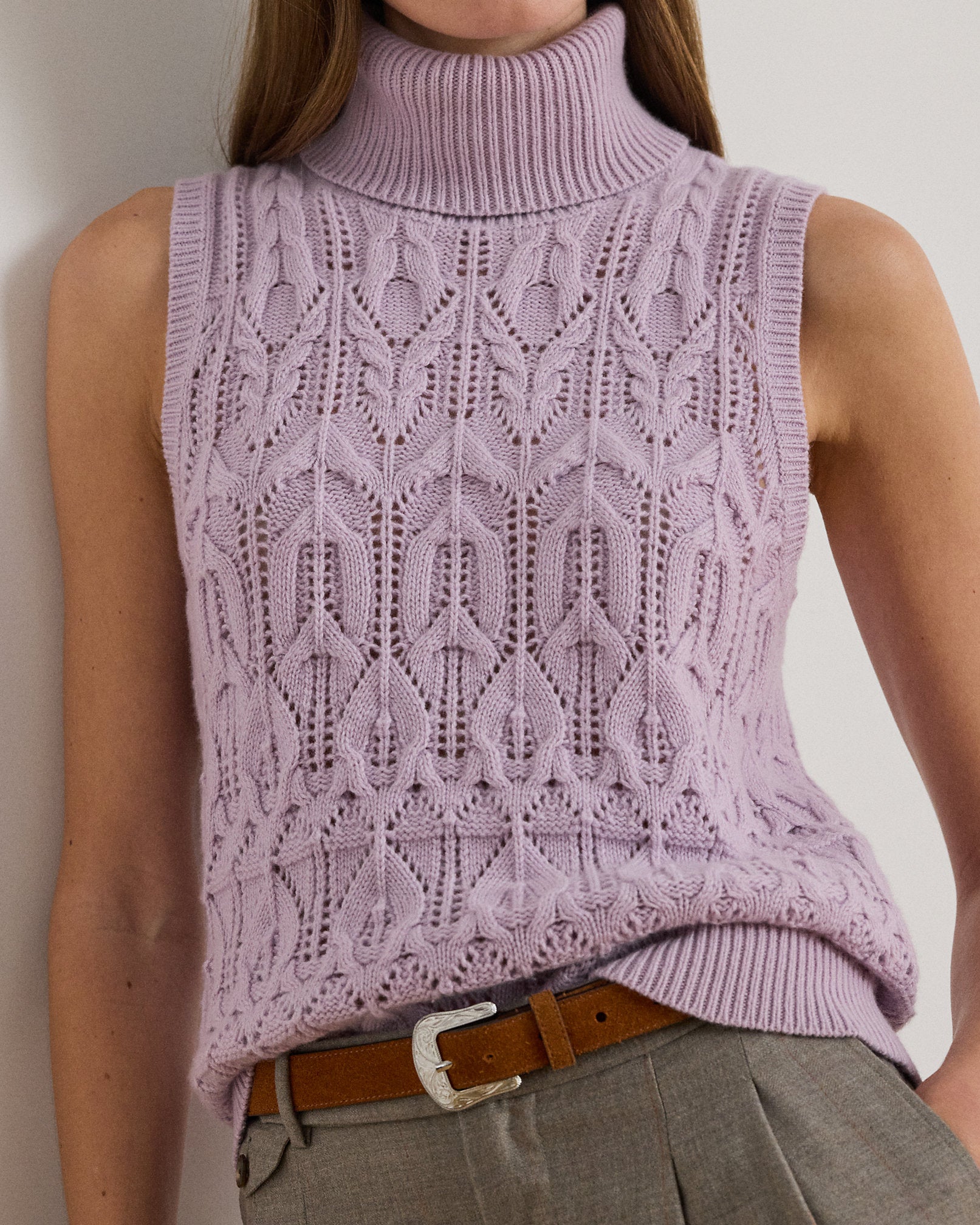 Ralph Lauren Pointelle Turtleneck Sweater Tank Top