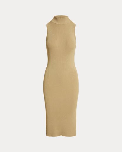 Ralph Lauren Ribbed Sleeveless Mockneck Sweater Dress