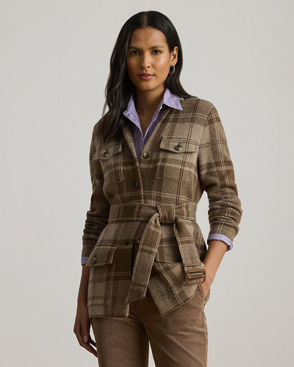 Ralph Lauren Plaid Belted DoubleKnit Blazer
