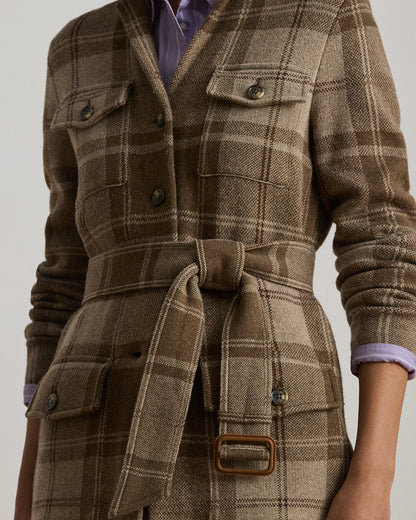 Ralph Lauren Plaid Belted DoubleKnit Blazer