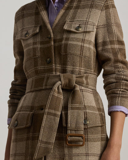 Ralph Lauren Plaid Belted DoubleKnit Blazer