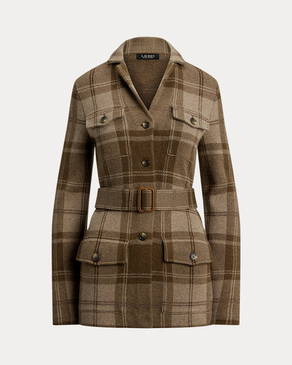 Ralph Lauren Plaid Belted DoubleKnit Blazer