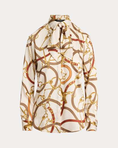 Ralph Lauren Classic Fit Print Twill TieNeck Shirt