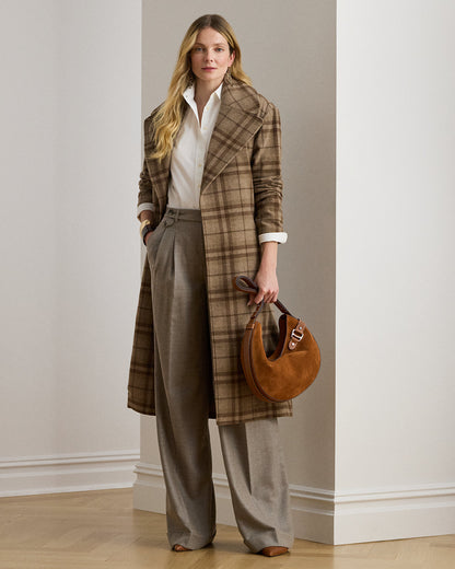 Ralph Lauren Pleated Wool Herringbone WideLeg Pant
